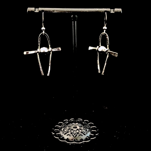 🎄 Christmas Gift Idea — Wishbone Beaded Sterling Silver Earrings – 1⅝" Drop - Picture 1 of 2